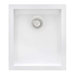 Ruvati epiGranite 15 x 17 inch Granite Composite Undermount Single Bowl Wet Bar Prep Sink, Arctic White, RVG2016WH