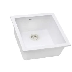 Ruvati epiGranite 17 x 17 inch Granite Composite Undermount Single Bowl Wet Bar Prep Sink, Arctic White, RVG2018WH