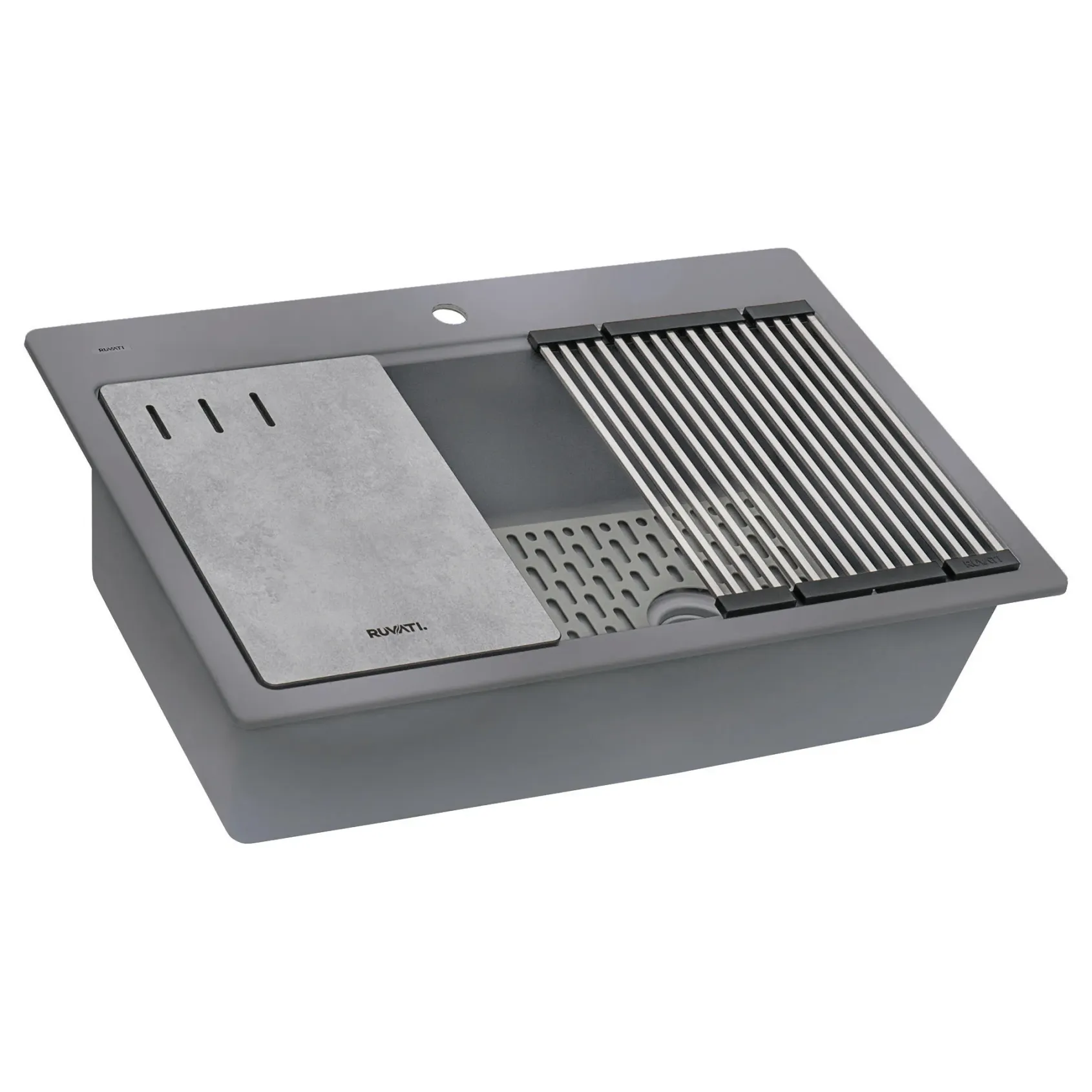 Ruvati epiStage 33" Drop-in Topmount Granite Composite Workstation Kitchen Sink, Urban Gray, RVG1302UG
