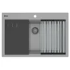 Ruvati epiStage 33-inch Granite Composite Workstation Drop-in Topmount Kitchen Sink Urban Gray, RVG1306UG
