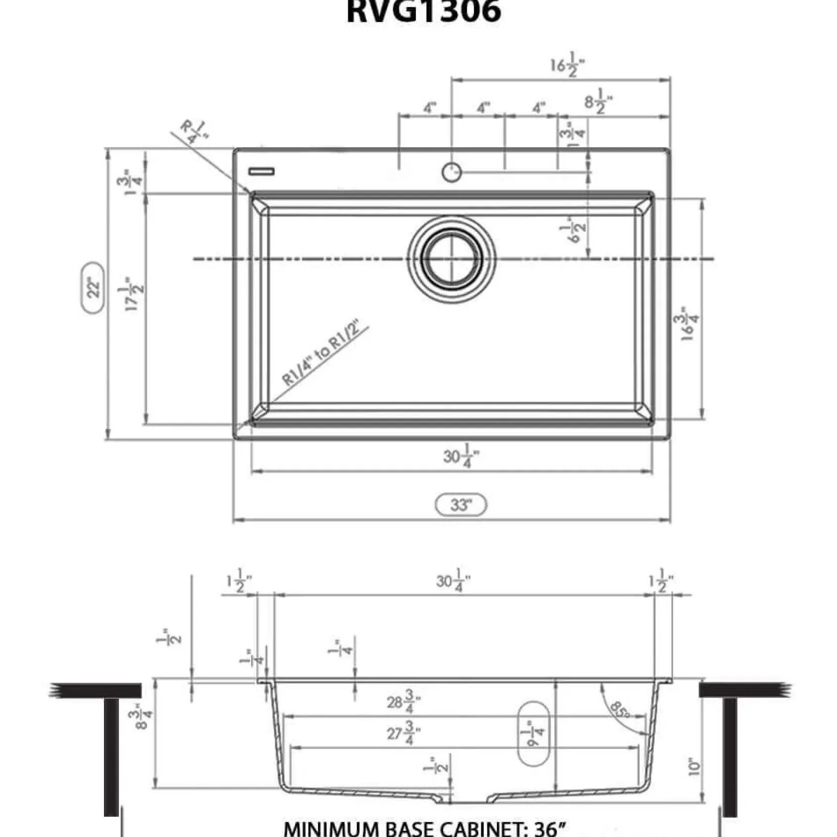 Ruvati epiStage 33-inch Granite Composite Workstation Drop-in Topmount Kitchen Sink Urban Gray, RVG1306UG