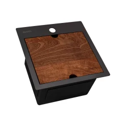 Ruvati Giana 15 inch Gunmetal Black Stainless Steel Workstation Wet Bar Sink Drop-in Topmount, 16, RVH8215BL