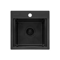 Ruvati Giana 15 inch Gunmetal Black Stainless Steel Workstation Wet Bar Sink Drop-in Topmount, 16, RVH8215BL