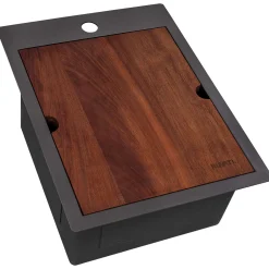 Ruvati Giana 15 x 20 inch Gunmetal Black Stainless Steel Workstation Wet Bar Sink Drop-in Topmount, 16, RVH8210BL