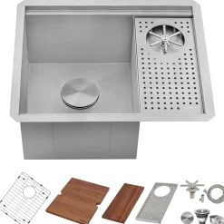 Ruvati Glass Rinser and Sink Combo 22 inch Workstation for Wet Bar Bottle Washer Undermount, RVH8542ST