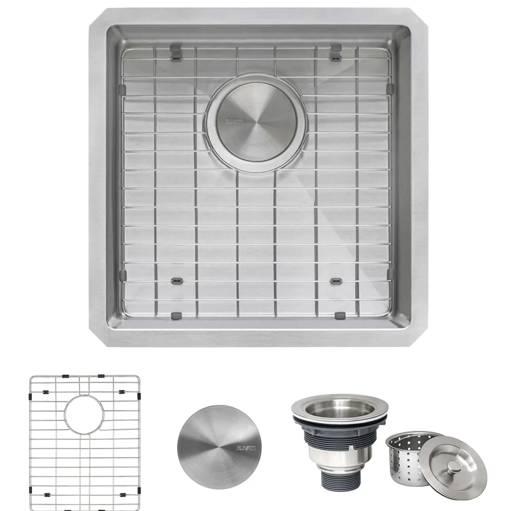 Ruvati Gravena 18" Undermount Square Stainless Steel Bar/Prep Sink, 16 Gauge, Round Corners, RVH7118