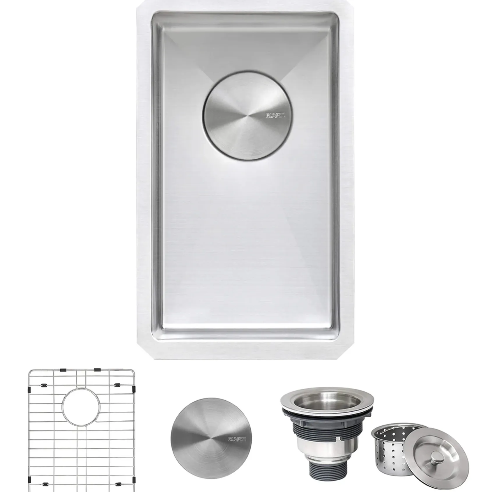 Ruvati Gravena 10" Undermount Rectangle Stainless Steel Bar/Prep Sink, 16 Gauge, Round Corners, RVH7010