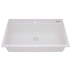 Ruvati 31-inch epiCube Granite Composite Workstation Drop-in Topmount Kitchen Sink Matte White, RVG1631WH