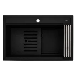 Ruvati 31-inch epiCube Granite Composite Workstation Matte Black Drop-in Topmount Kitchen Sink, RVG1631BK