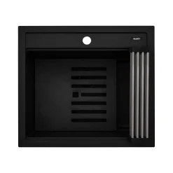 Ruvati 23-inch epiCube Granite Composite Workstation Matte Black Drop-in Topmount Wet Bar Prep Sink, RVG1622BK