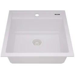 Ruvati 20-inch epiCube Granite Composite Workstation Drop-in Topmount Wet Bar Prep Sink Matte White, RVG1620WH
