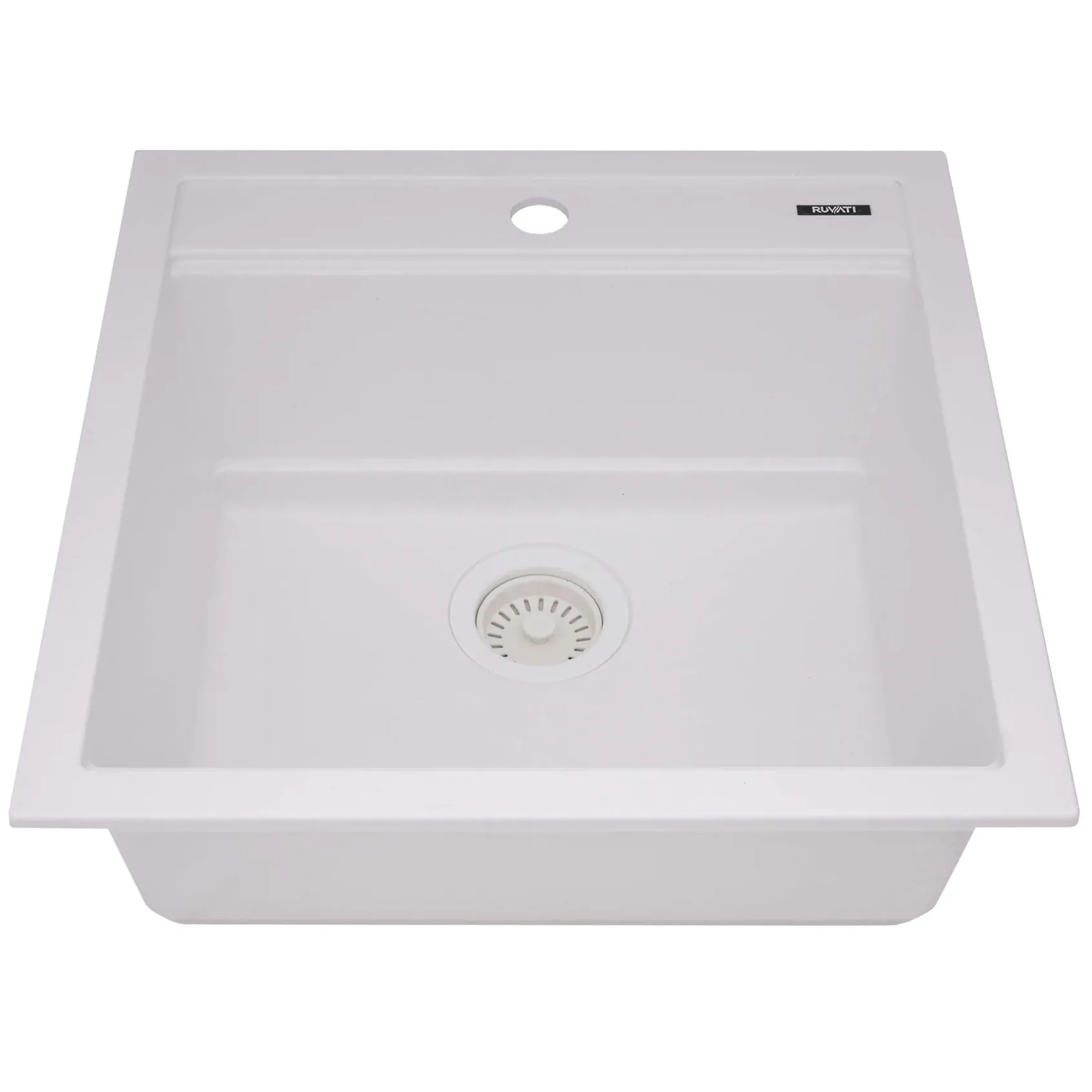 Ruvati 20-inch epiCube Granite Composite Workstation Drop-in Topmount Wet Bar Prep Sink Matte White, RVG1620WH