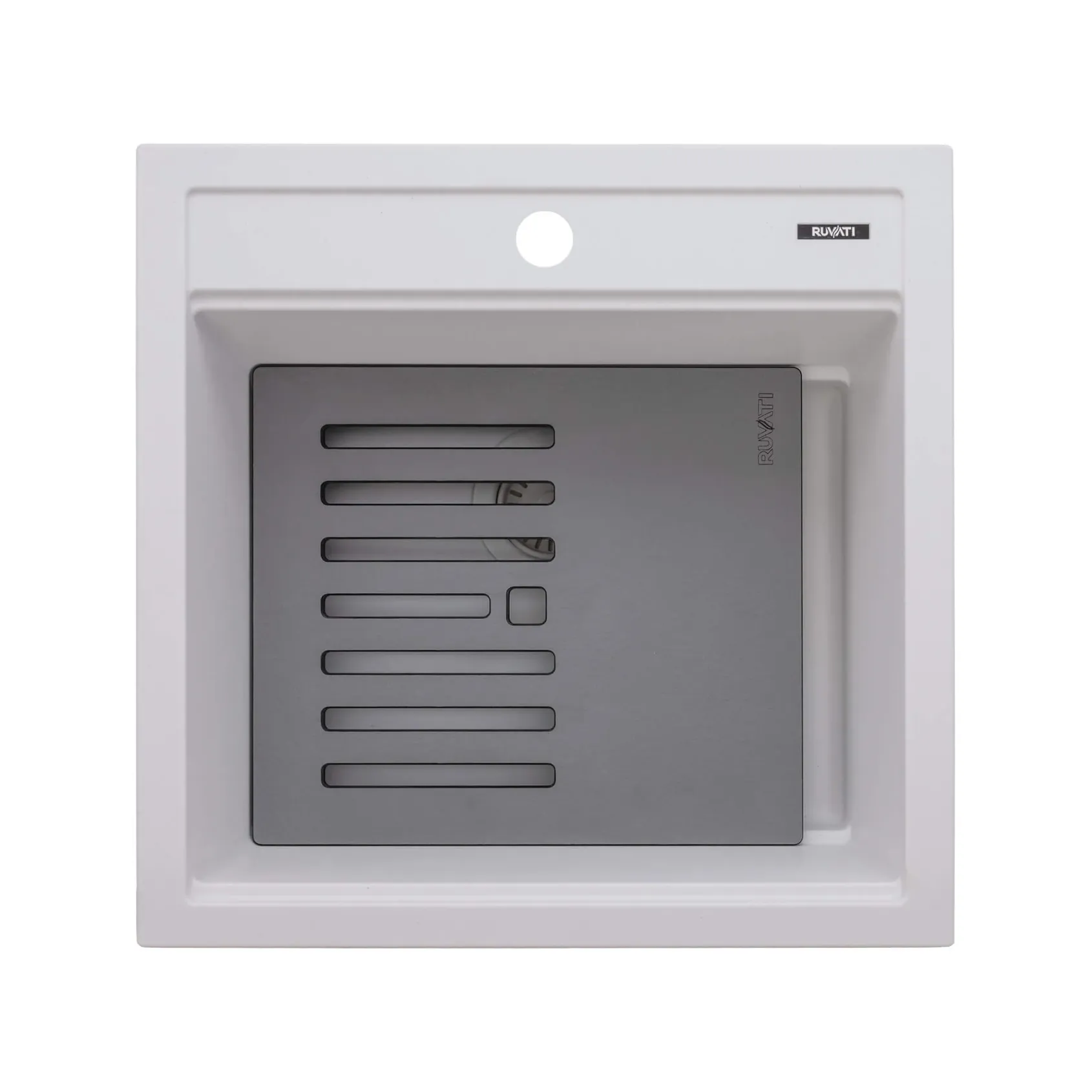 Ruvati 20-inch epiCube Granite Composite Workstation Drop-in Topmount Wet Bar Prep Sink Matte White, RVG1620WH