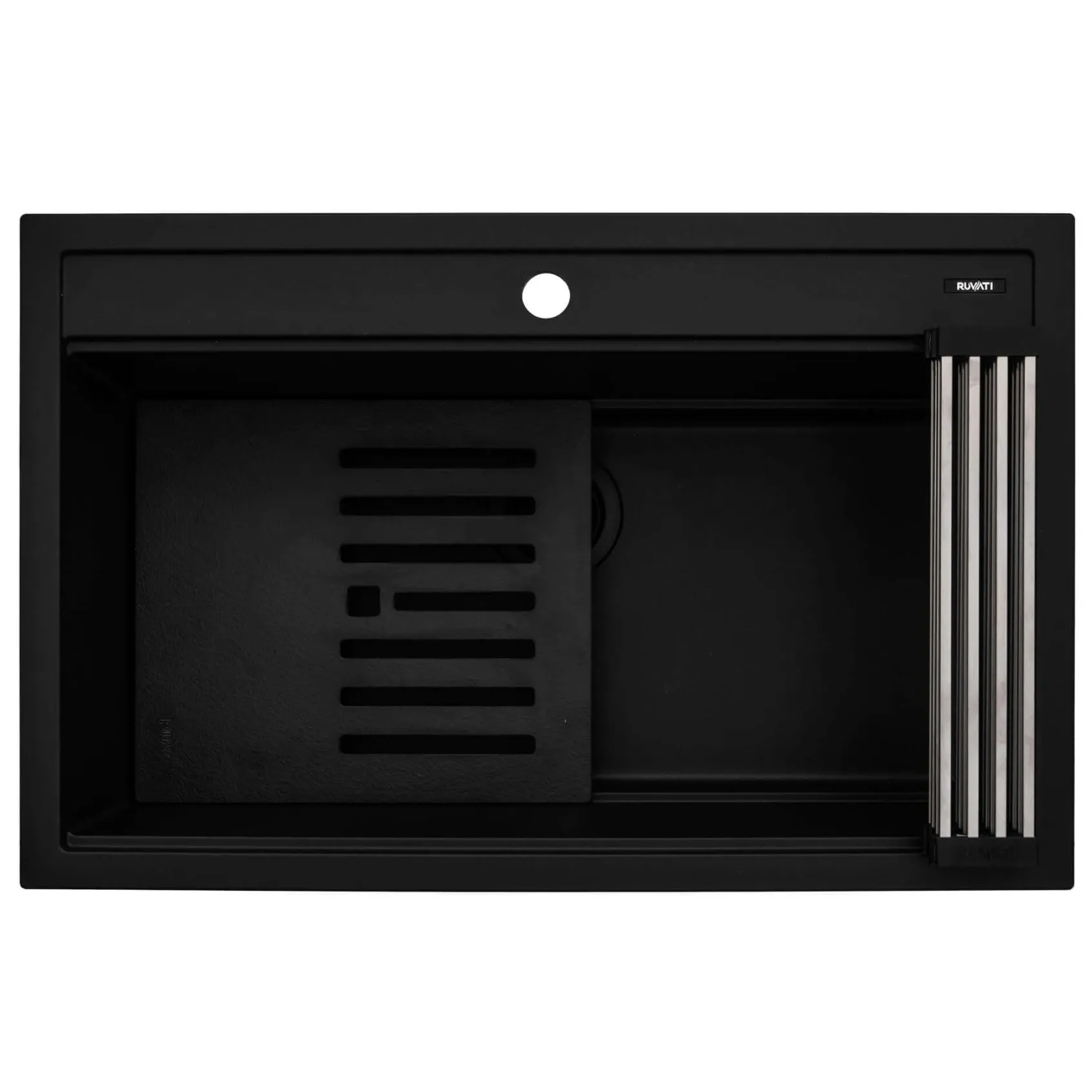 Ruvati 34-inch epiCube Granite Composite Workstation Matte Black Drop-in Topmount Kitchen Sink, RVG1634BK