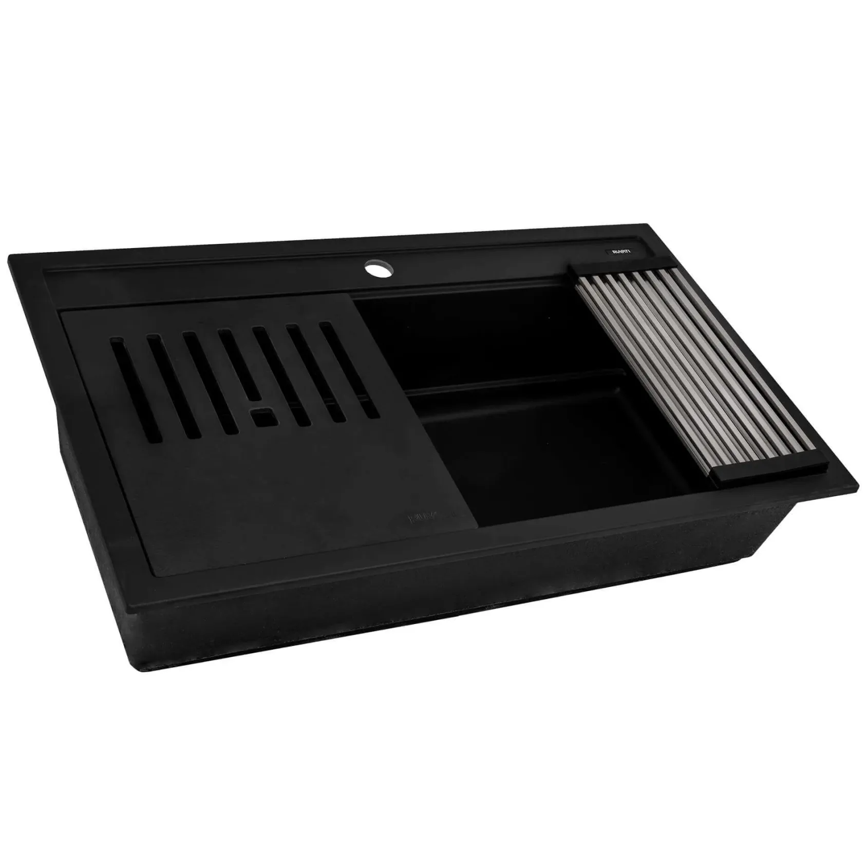 Ruvati 34-inch epiCube Granite Composite Workstation Matte Black Drop-in Topmount Kitchen Sink, RVG1634BK
