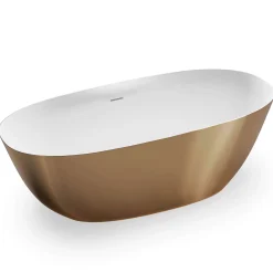 Ruvati 71-inch Matte Gold and White epiStone Solid Surface Freestanding Bath Tub Sinatra, RVB6788GW