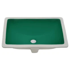 Ruvati Krona 17 x 12 inch Undermount Bathroom Vanity Sink Emerald Green Rectangular Porcelain Ceramic with Overflow, RVB0718EG
