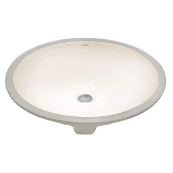 Ruvati Krona 16 x 13 inch Undermount Bathroom Sink Biscuit Oval Porcelain Ceramic with Overflow, RVB0618BC