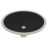 Ruvati Krona 16 x 13 inch Undermount Bathroom Sink Black Oval Porcelain Ceramic with Overflow, RVB0618BK
