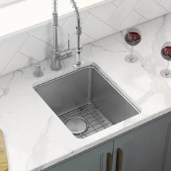 Ruvati Modena 15" Undermount Rectangle Stainless Steel Bar/Prep Sink, 16 Gauge, RVM5815
