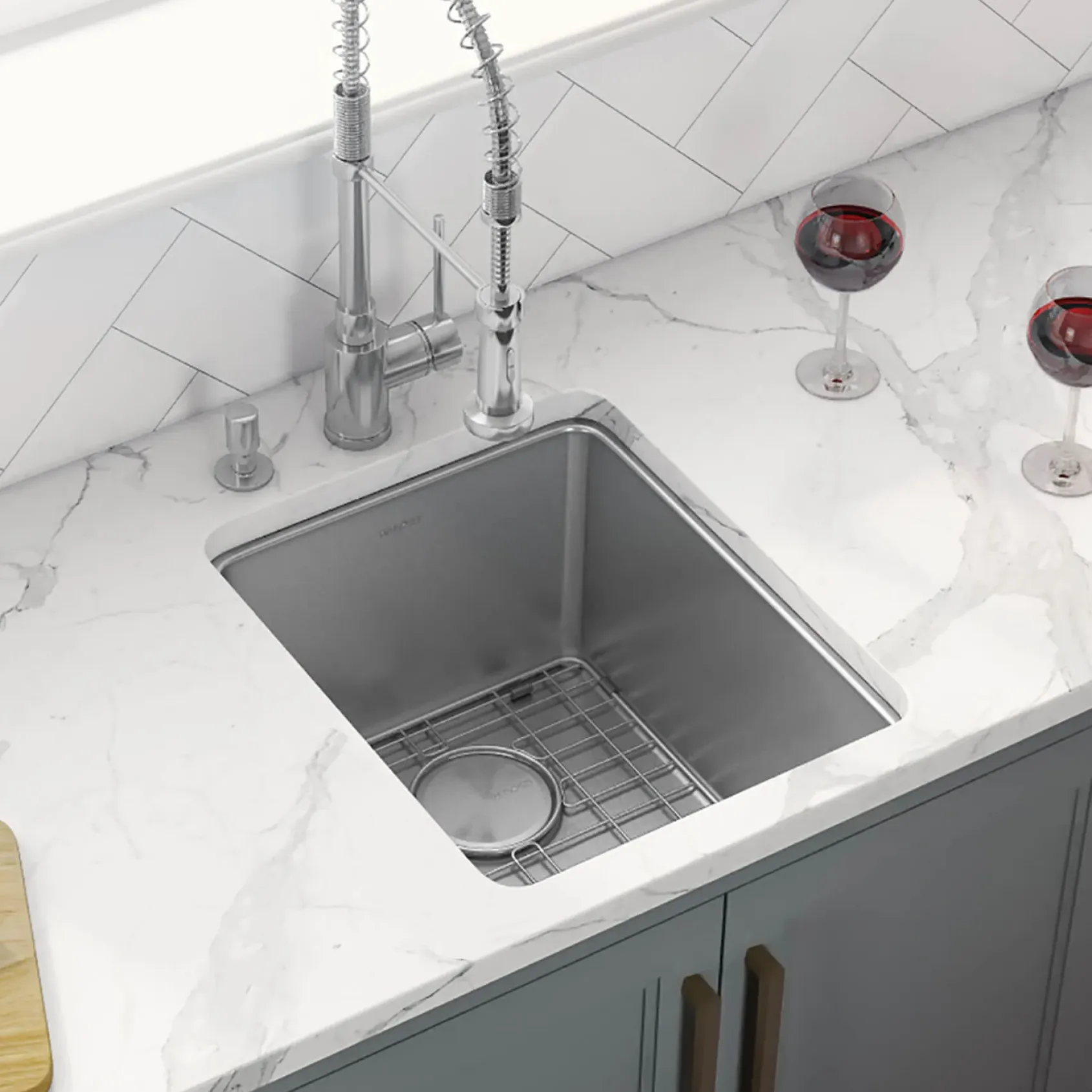 Ruvati Modena 15" Undermount Rectangle Stainless Steel Bar/Prep Sink, 16 Gauge, RVM5815