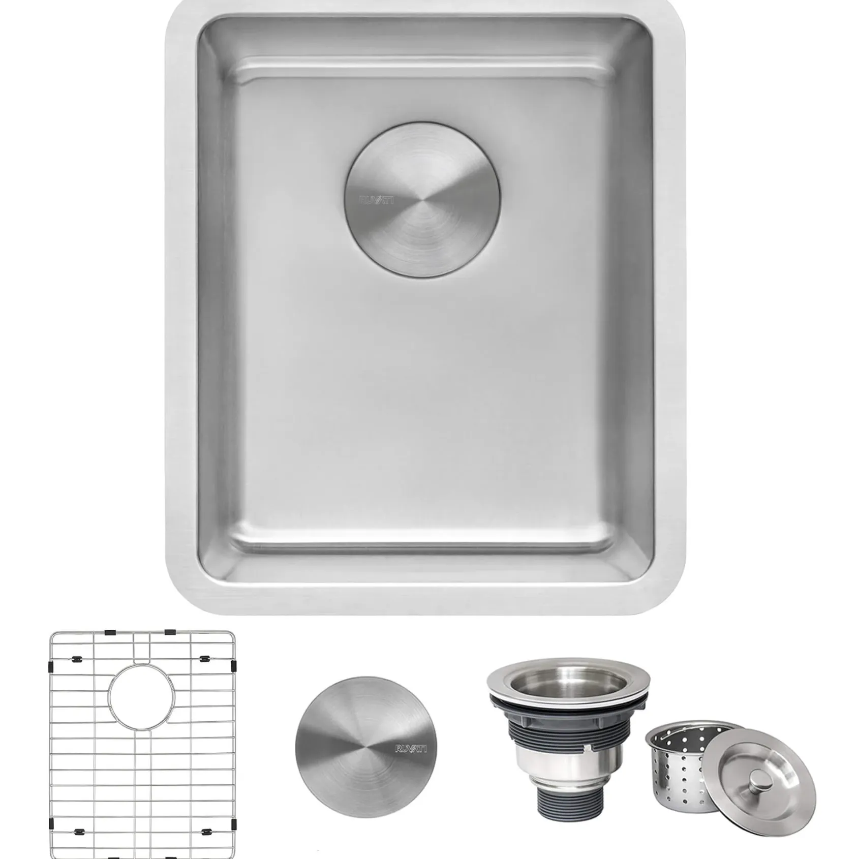 Ruvati Modena 15" Undermount Rectangle Stainless Steel Bar/Prep Sink, 16 Gauge, RVM5815