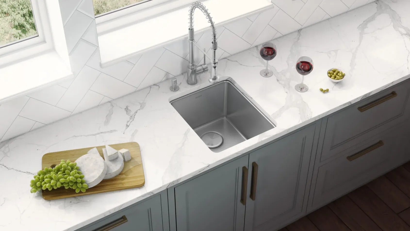 Ruvati Modena 15" Undermount Rectangle Stainless Steel Bar/Prep Sink, 16 Gauge, RVM5815