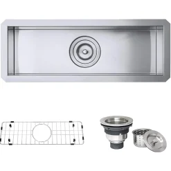 Ruvati Nesta 23" Narrow Trough Undermount Rectangle Stainless Steel Bar/Prep Sink, 16 Gauge, RVH7120