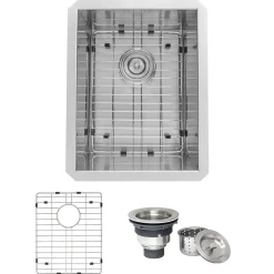 Ruvati Nesta 14" Undermount Rectangle Stainless Steel Bar/Prep Sink, 16 Gauge, Zero Radius, RVH7110