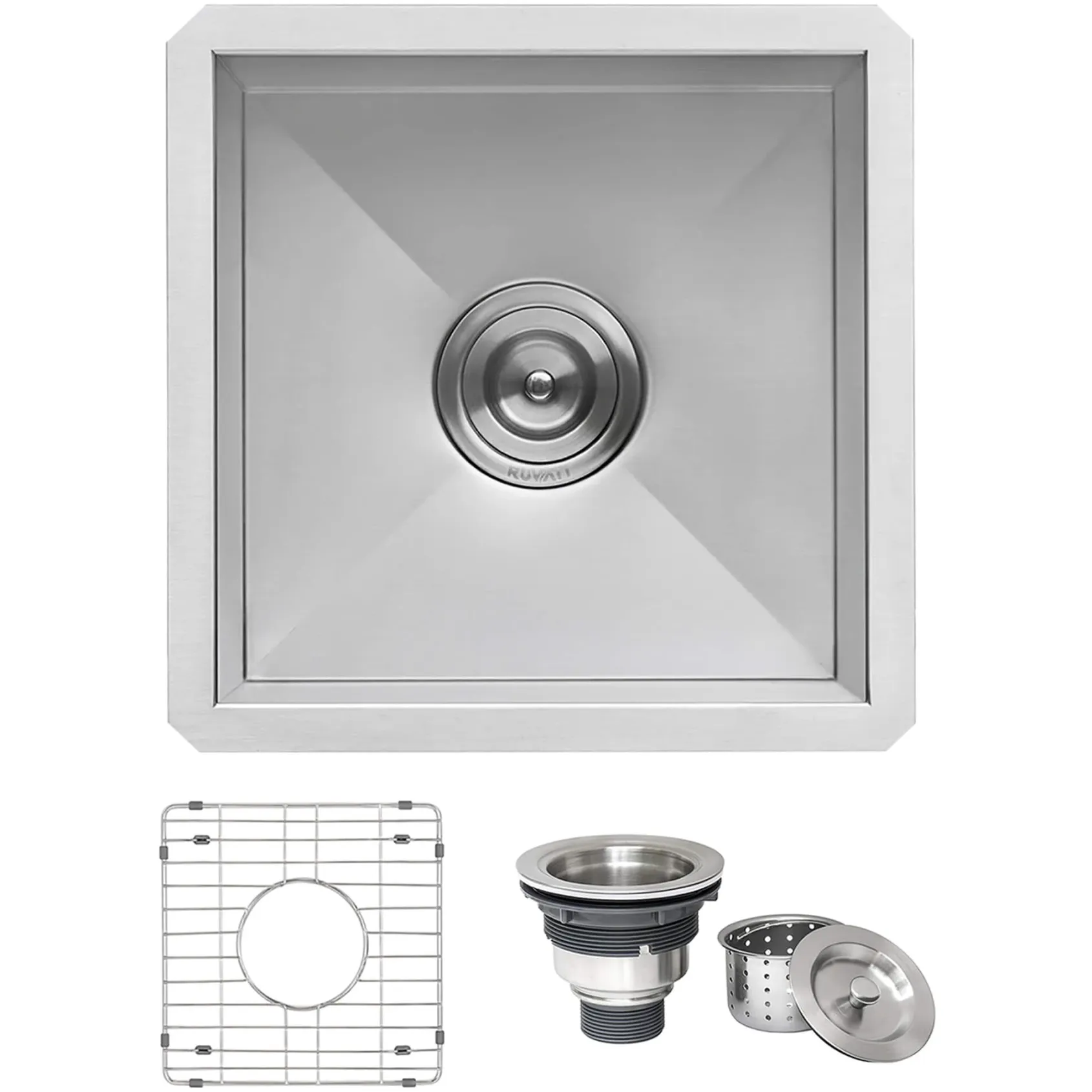 Ruvati Nesta 13" Undermount Rectangle Stainless Steel Bar/Prep Sink, 16 Gauge, Zero Radius, RVH7113
