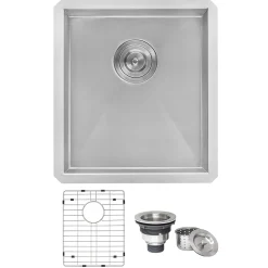Ruvati Nesta 16" Undermount Rectangle Stainless Steel Bar/Prep Sink, 16 Gauge, Zero Radius, RVH7111