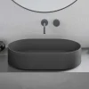 Ruvati Omnia 23-inch Matte Black epiStone Solid Surface Modern Bathroom Vessel Sink, RVB2550BK