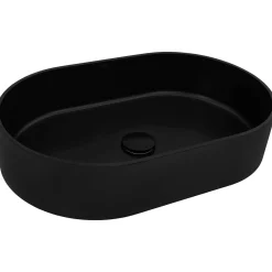Ruvati Omnia 23-inch Matte Black epiStone Solid Surface Modern Bathroom Vessel Sink, RVB2550BK