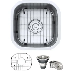 Ruvati Parmi 16" Undermount Square Stainless Steel Bar/Prep Sink, 16 Gauge, RVM4138