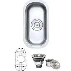 Ruvati Parmi 10" Undermount Rectangle Stainless Steel Bar/Prep Sink, 16 Gauge, RVM4119