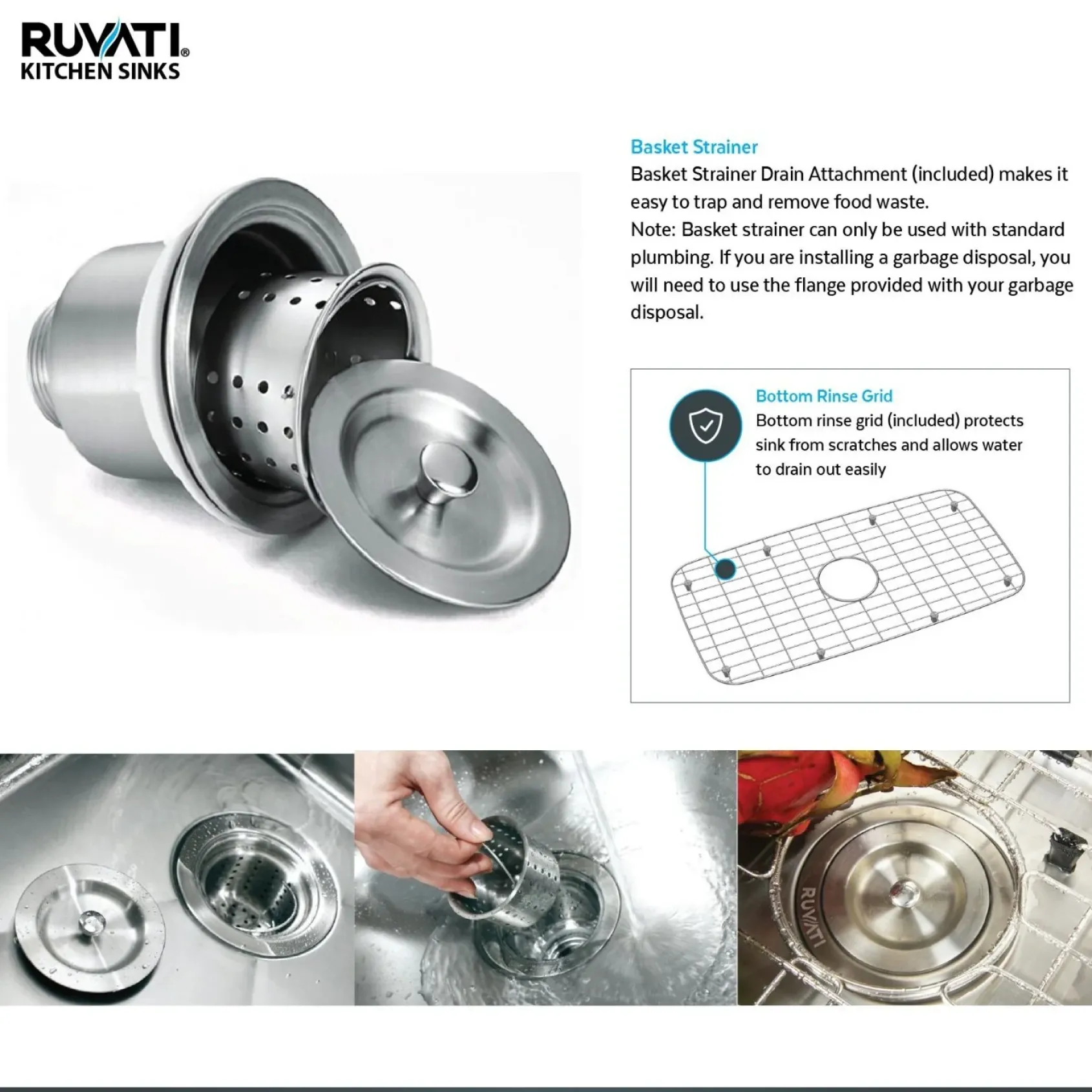 Ruvati Parmi 10" Undermount Rectangle Stainless Steel Bar/Prep Sink, 16 Gauge, RVM4119