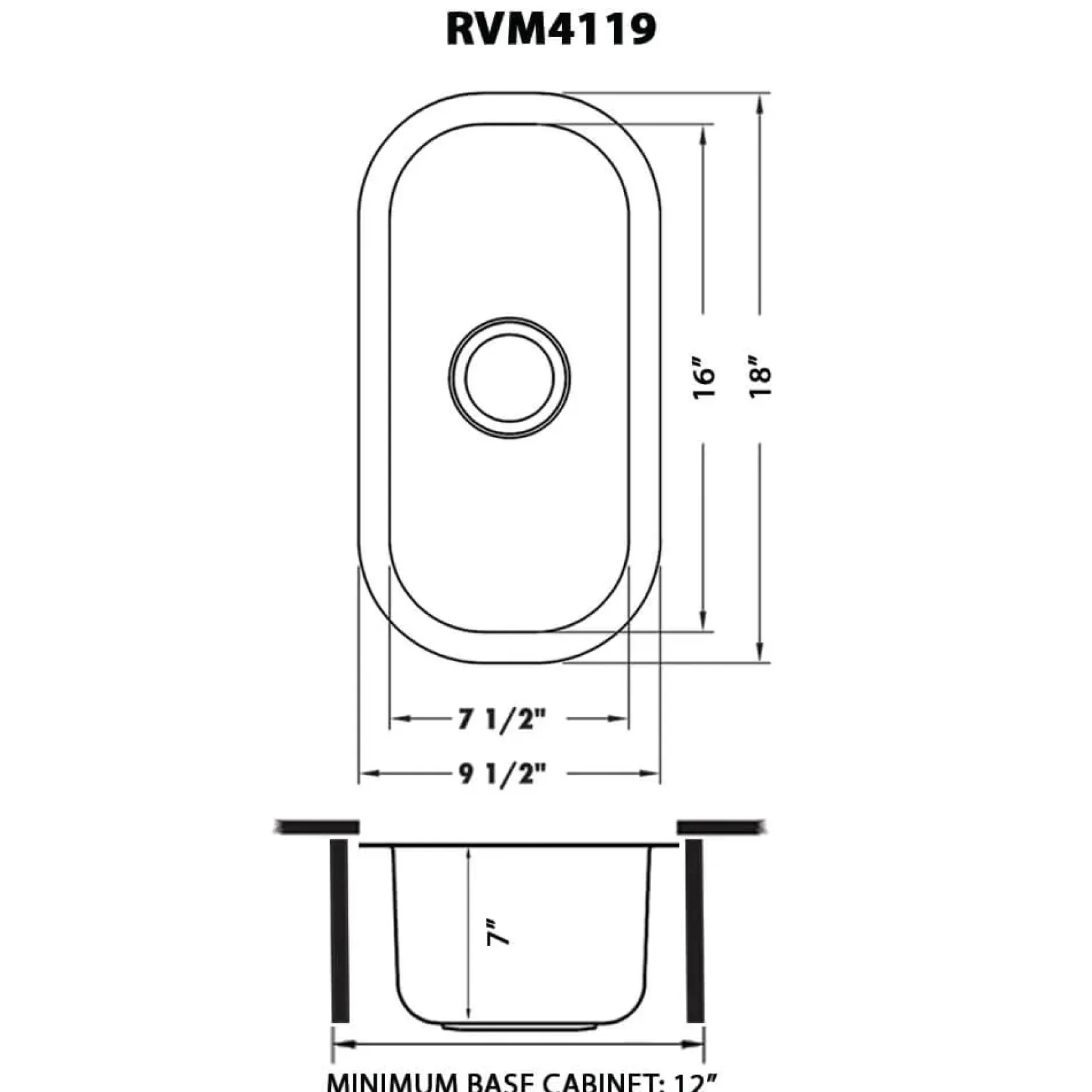 Ruvati Parmi 10" Undermount Rectangle Stainless Steel Bar/Prep Sink, 16 Gauge, RVM4119