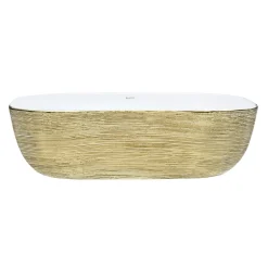 Ruvati Pietra 20" Decorative Rectangle Vessel Porcelain Above Vanity Counter Bathroom Sink, Gold / White, RVB2016WG