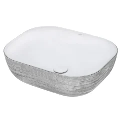 Ruvati Pietra 20" Decorative Rectangle Vessel Porcelain Above Vanity Counter Bathroom Sink, Silver / White, RVB2016WS