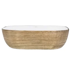 Ruvati Pietra 20" Decorative Rectangle Vessel Porcelain Above Vanity Counter Bathroom Sink, Rose Gold / White, RVB2016WR