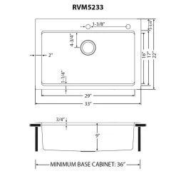 Ruvati Renaro 33" Drop In Stainless Steel Workstation Kitchen Sink, RVM5233