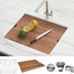 Ruvati Roma 18" Undermount Rectangle Stainless Steel Workstation Bar/Prep Sink, 16 Gauge, RVH8319