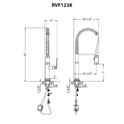 Ruvati Seneca Pull Down Industrial Pre-Rinse High Arc Kitchen Faucet, Stainless Steel, Single Lever, RVF1238BN