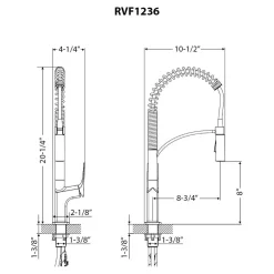 Ruvati Seneca Pull Down Pre-Rinse Kitchen Faucet, Stainless Steel, Single Lever, RVF1236BN