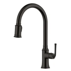 Ruvati Simoni Pull Down Gooseneck Kitchen Faucet, Matte Black, Single Lever, RVF1234MB