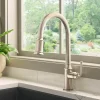 Ruvati Simoni Pull Down Pull Out Gooseneck Kitchen Faucet, Stainless Steel, Single Lever, RVF1234BN