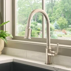 Ruvati Simoni Pull Down Pull Out Gooseneck Kitchen Faucet, Stainless Steel, Single Lever, RVF1234BN