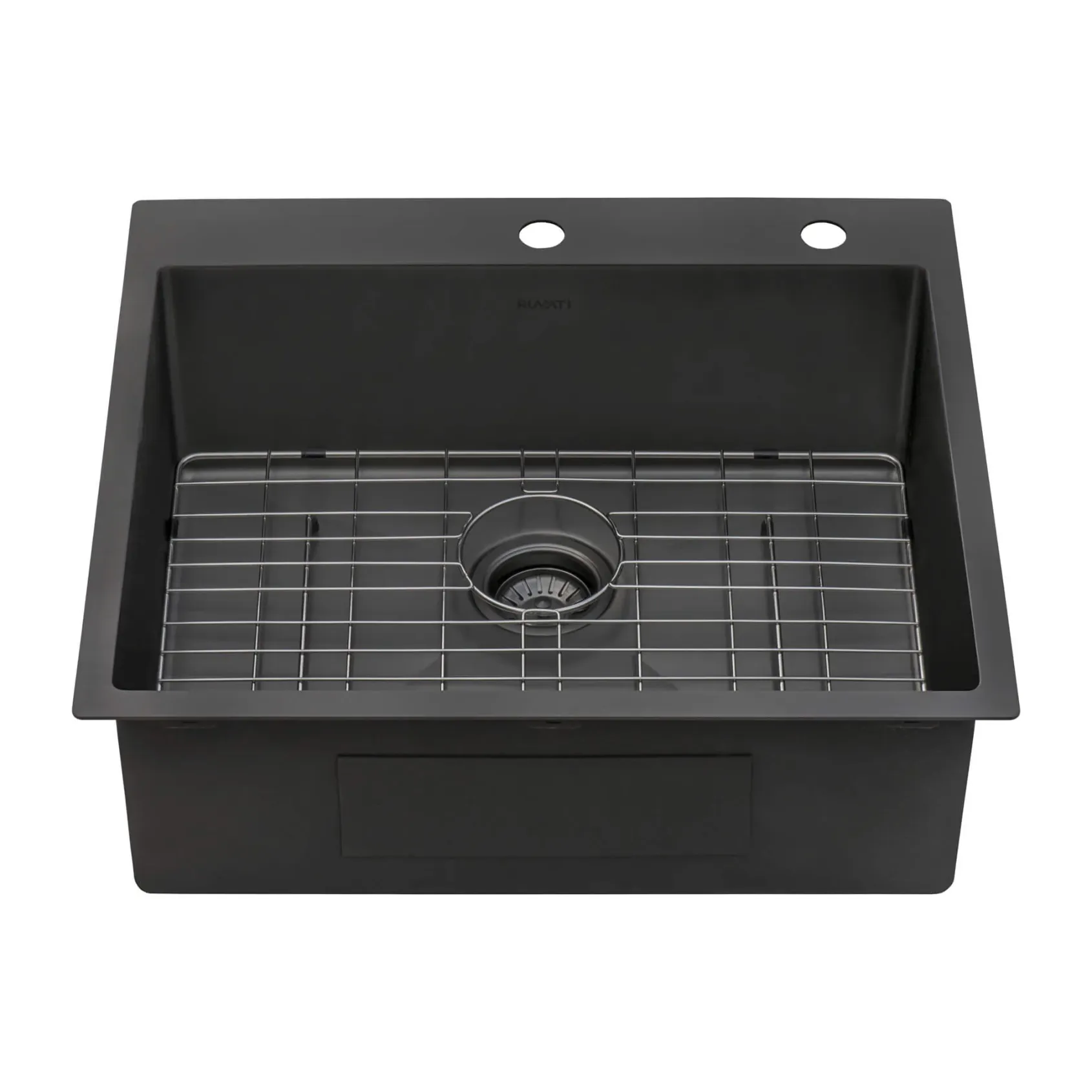 Ruvati Terraza 25" Drop-in Topmount Stainless Steel Kitchen Sink, Gunmetal Matte Black, 16 Gauge, RVH5007BL