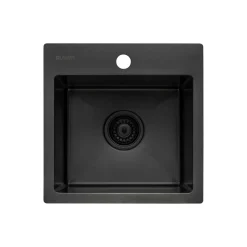 Ruvati Terraza 15 inch Gunmetal Black Stainless Steel Drop-in Topmount Bar Prep Sink Single Bowl, 16, RVH8115BL