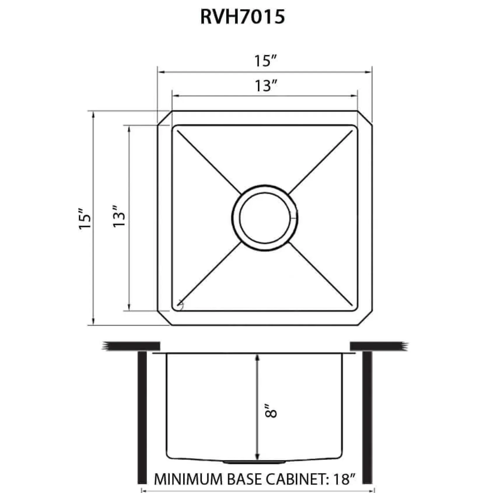 Ruvati Terraza 15-inch Gunmetal Black Stainless Steel Undermount Bar Prep 16 Gauge Kitchen Sink, 16, RVH7015BL